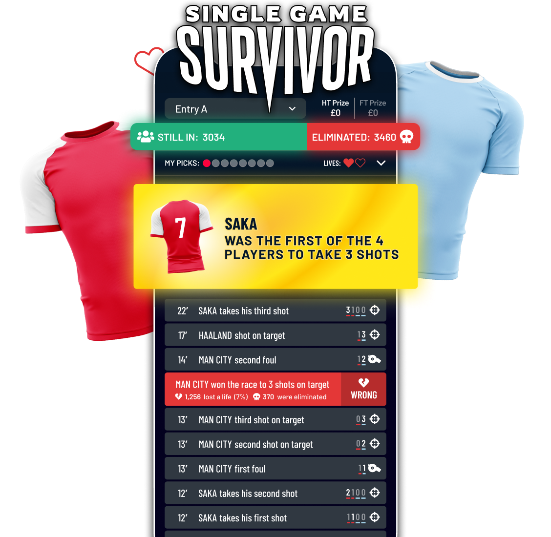 Mobile screen with Single Game Survivor game